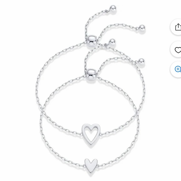 Jewelry - Elegant Silver mother daughter Heart Bracelet Set